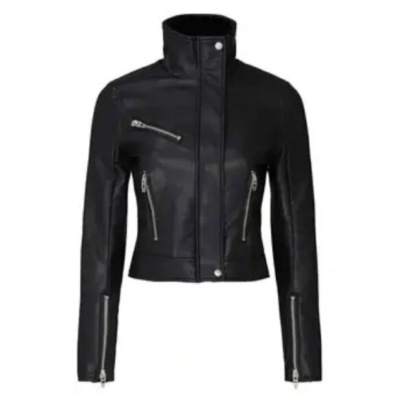 NEW BLANK NYC Essentials FAUX Leather Moto Jacket Size M Biker Edgy Black $99 - Picture 2 of 16
